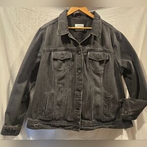 Old Navy Distressed Charcoal Denim Jacket